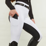 White Black Seat Competition Leggings - Horzehoods5060521421116