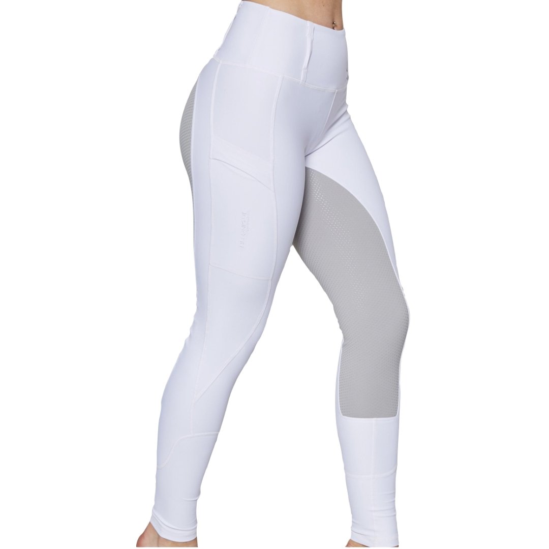 White Grey Competition Leggings - Horzehoods5060521422564